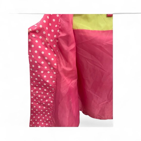 London Fog Pink Polka Dot Hooded Raincoat – Girls Size L (14–16) Barbiecore - Picture 9 of 15